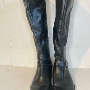 Kim Rogers Woman Black Leather Knee-High Jax Boots Size 10M